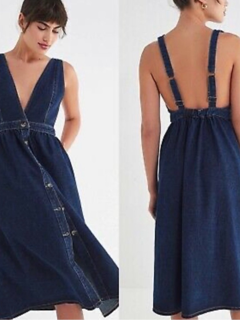 Urban Outfitters Women’s Deep Indigo Denim Button-Front Sundress